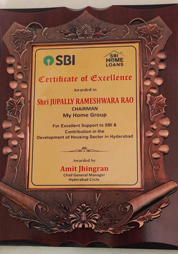 Maha Cement - Awards - Certificate of Excellence Awarded to Dr. Jupally Rameswar Rao, Honorable Chairman, My Home Group.