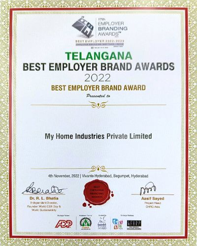 MHIPL received “Telangana – Best Employer Brand Awards 2022” by The World HRD Congress.