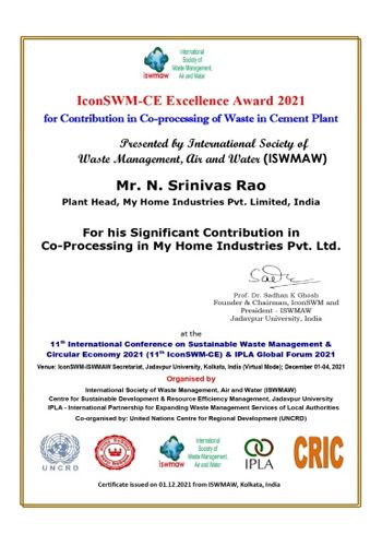 MHIPL received “IconSWM-CE Excellence Award 2021” by ISWMAW