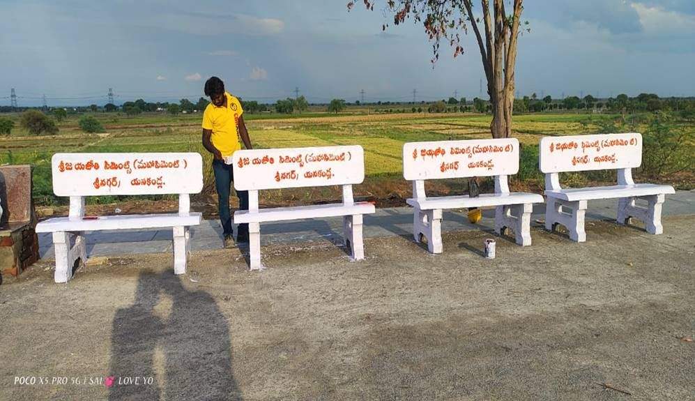 Aligning of Cement benches at Railway Station by Mahacement